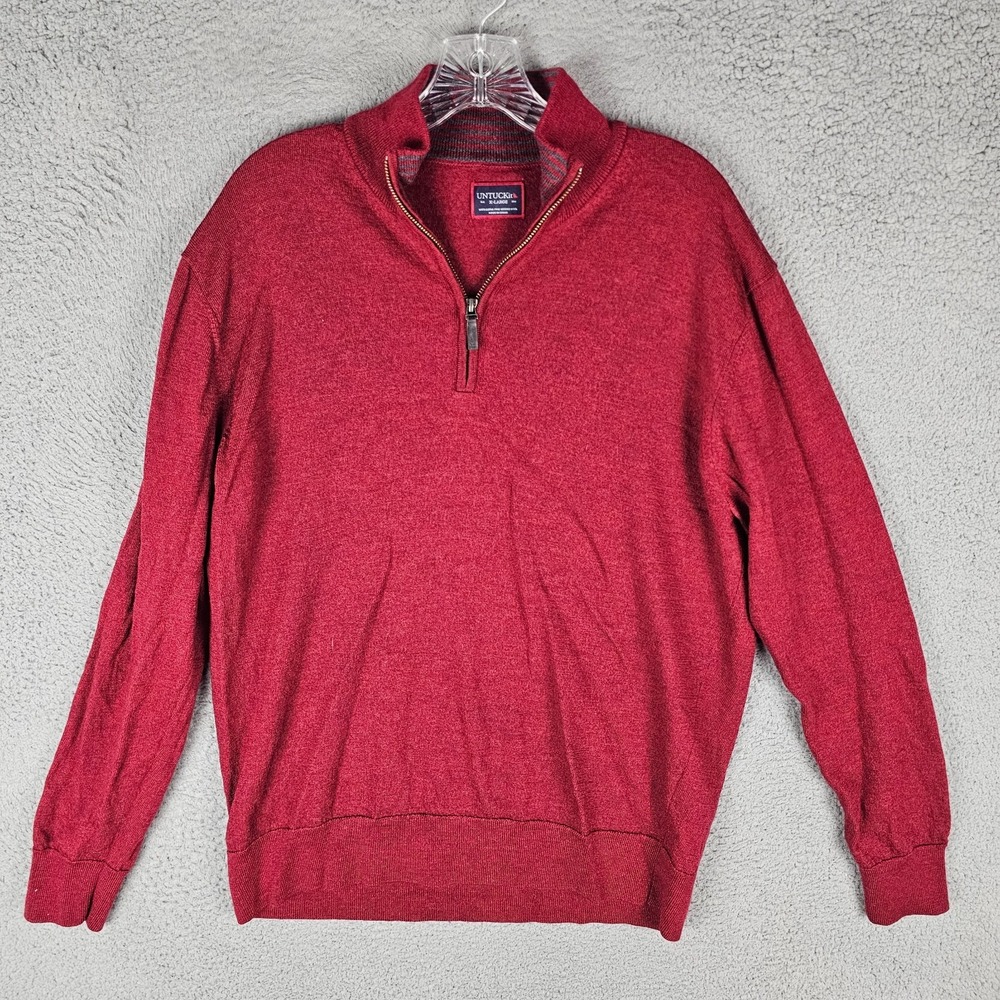 UNTUCKit Belguardo Sweater Mens XL Merino Wool Long Sleeve 1/4 Zip Pullover